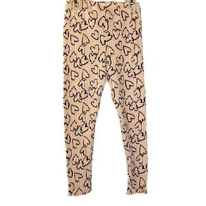 Zara Ribbed Heart Print‎ Pink Black Leggings Balletcore